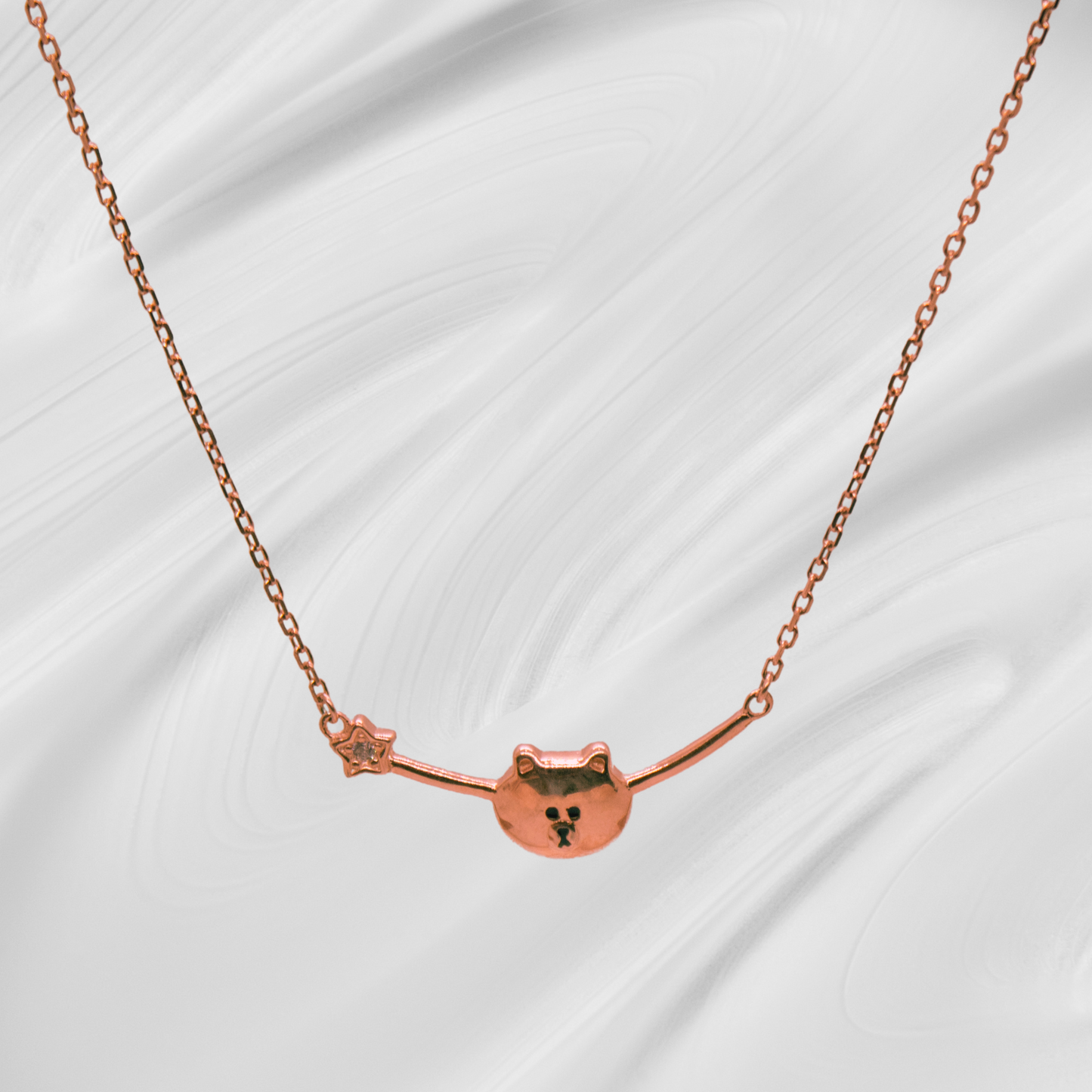 Siya Rosegold Polished Tedy Pendant Chain