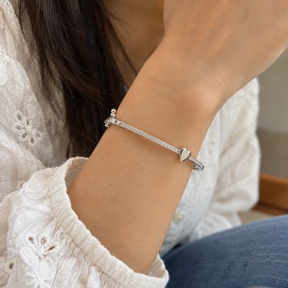 925 Sterling Silver Heart Openable Ladies Bracelet with Lock