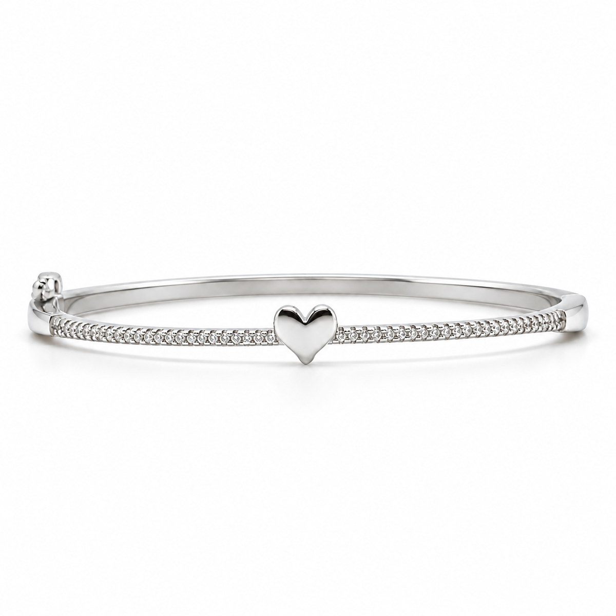 925 Sterling Silver Heart Openable Ladies Bracelet with Lock