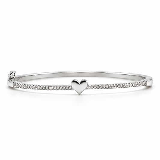 925 Sterling Silver Heart Openable Ladies Bracelet with Lock