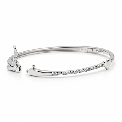 925 Sterling Silver Heart Openable Ladies Bracelet with Lock
