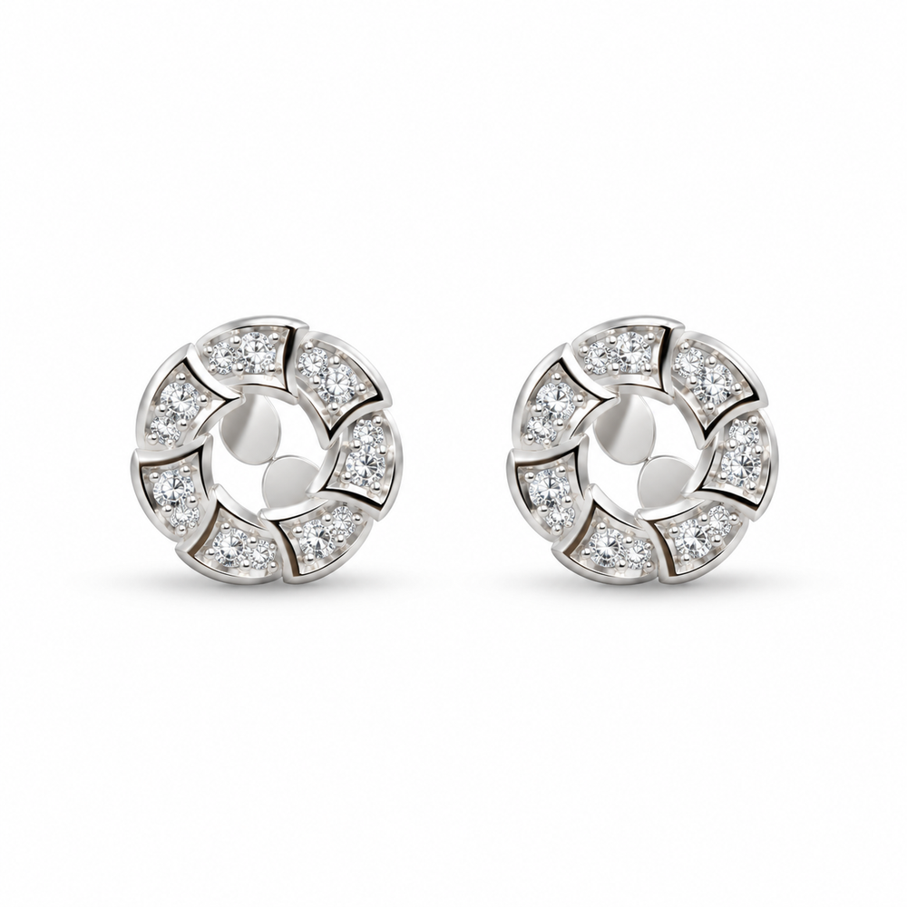925 Sterling Silver Round Sparkling Stone Stud Earrings for Women