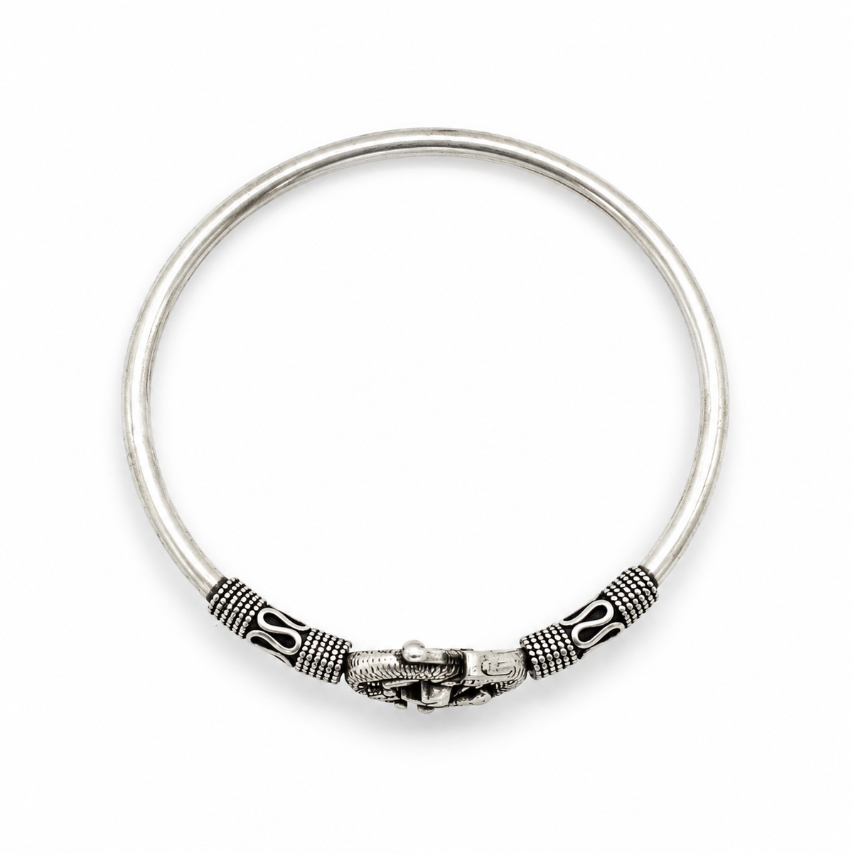 925 Sterling Silver Hollow Women’s Bracelet – Antique Silver Koi Fish Bangle
