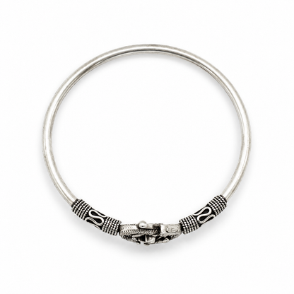 925 Sterling Silver Hollow Women’s Bracelet – Antique Silver Koi Fish Bangle
