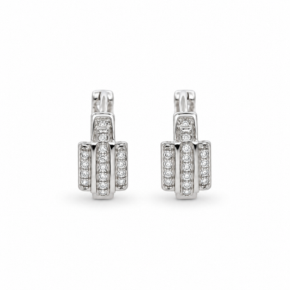 925 Sterling Silver Geometric Sparkle Huggie Earrings