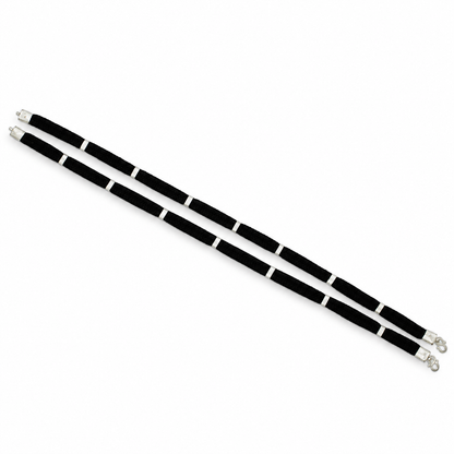 925 Sterling Silver Black Thread Anklet Pair