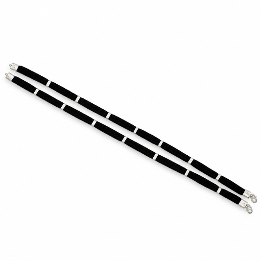 925 Sterling Silver Black Thread Anklet Pair