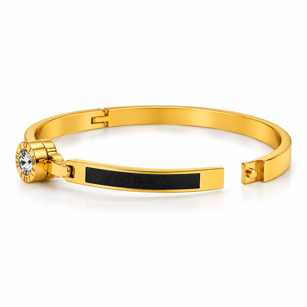 Elegant Black & Gold Crystal Bracelet for Women | SiyaJewel | Black & Gold Roman Crystal Bracelet for Women