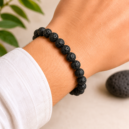 Natural Lava Stone Energy Bracelet for Men & Women | Grounding, Strength & Stress Relief | Siyajewel
