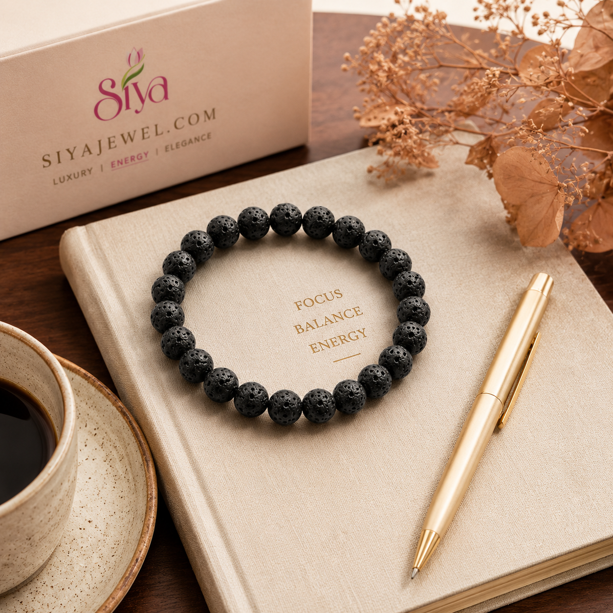 Natural Lava Stone Energy Bracelet for Men & Women | Grounding, Strength & Stress Relief | Siyajewel