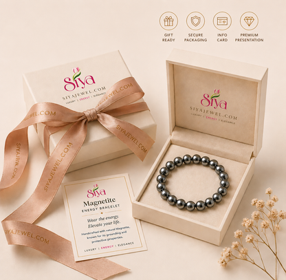 Magnetite Energy Bracelet | Natural Magnetic Crystal Bracelet for Focus, Protection & Grounding