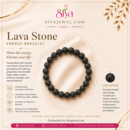 Natural Lava Stone Energy Bracelet for Men & Women | Grounding, Strength & Stress Relief | Siyajewel