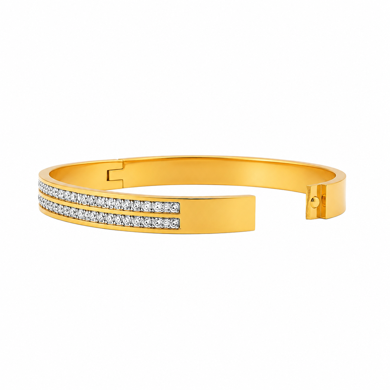 Siya Jewel Dual Row Crystal Gold-Plated Anti-Tarnish Bracelet for Women