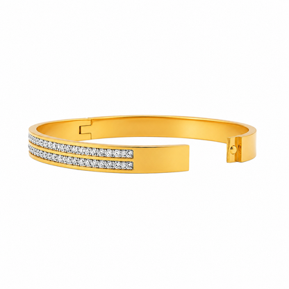Siya Jewel Dual Row Crystal Gold-Plated Anti-Tarnish Bracelet for Women