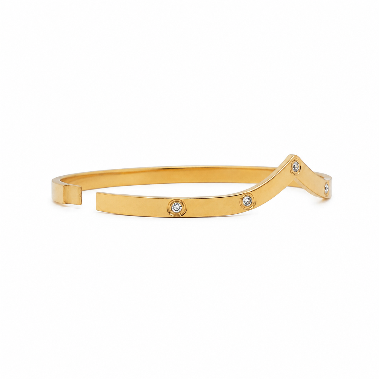 SIYA Jewel Gold-Tone Geometric Crystal Cuff Bracelet for Women Minimalist Elegance • Everyday Luxury • Premium Gift for Women