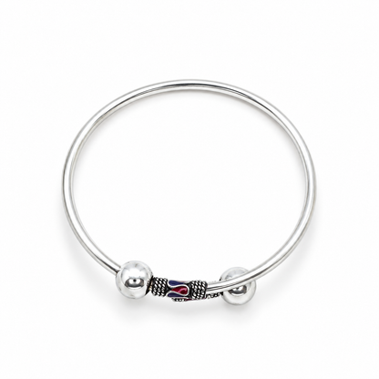 925 Sterling Silver Hollow Women's Bracelet with Red & Blue Enamel Detailing | SiyaJewel