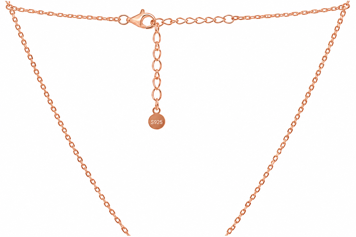 925 Sterling Silver Rose Gold Polished Teddy Pendant Chain for Women