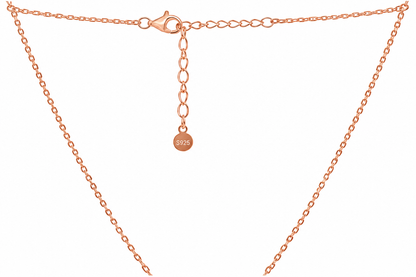 925 Sterling Silver Rose Gold Polished Teddy Pendant Chain for Women