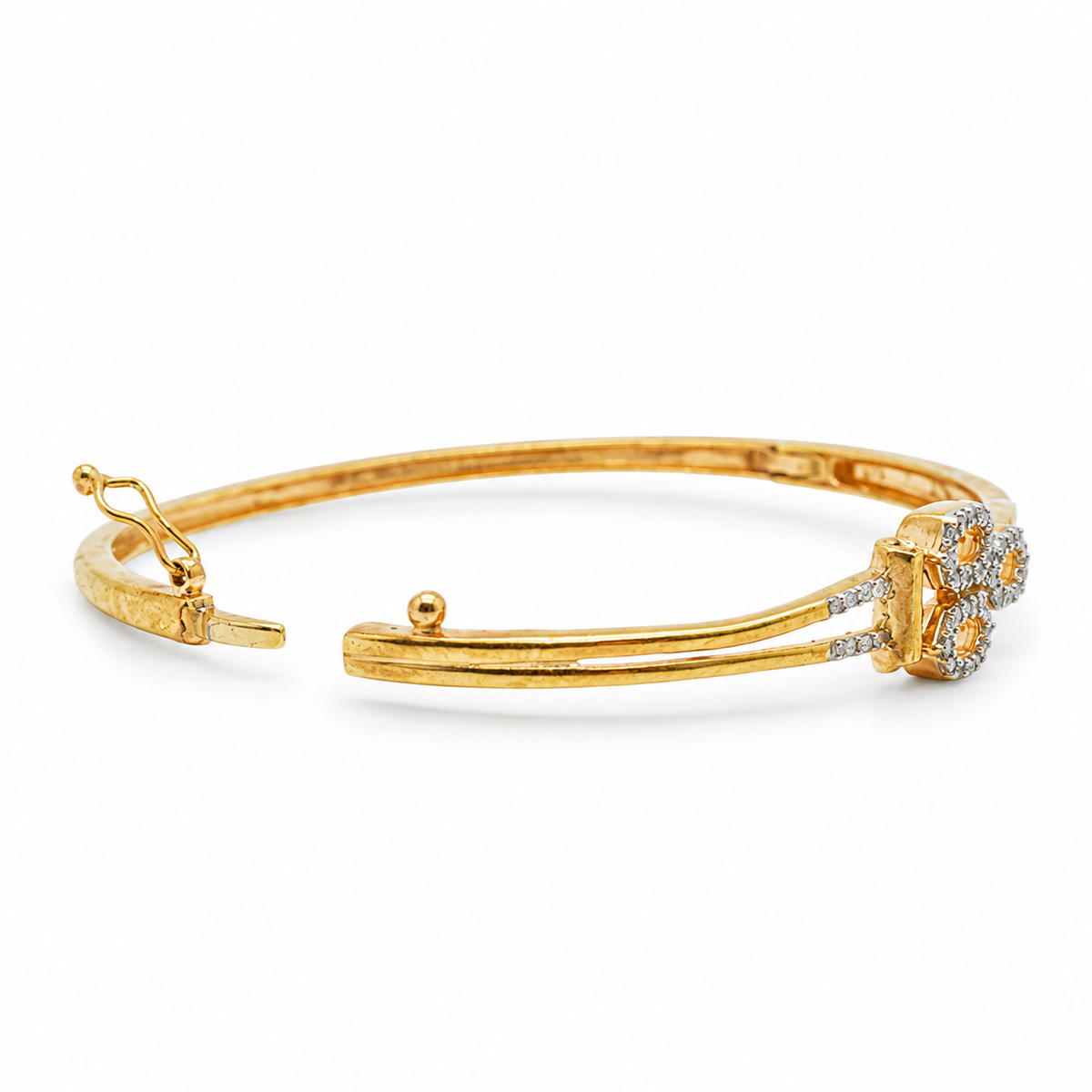 925 Sterling Silver Openable Women's Bracelet with Lock – Rose Gold Polished
