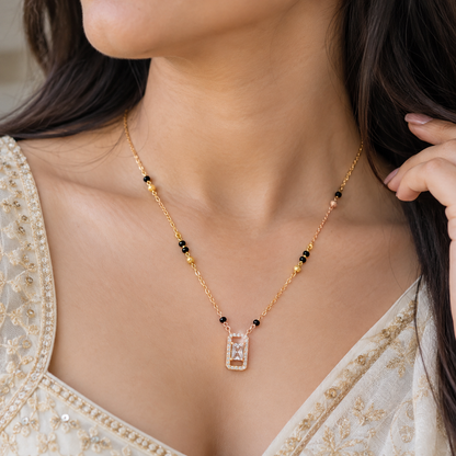Elegant Gold-Tone Stone Pendant Mangalsutra for Women