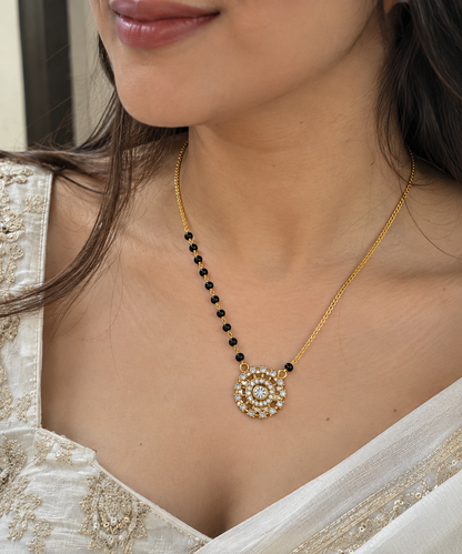 Elegant Gold-Tone Stone Studded Mangalsutra for Women
