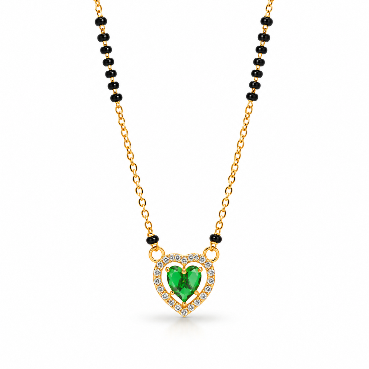 Green Heart Pendant Gold-Tone Mangalsutra