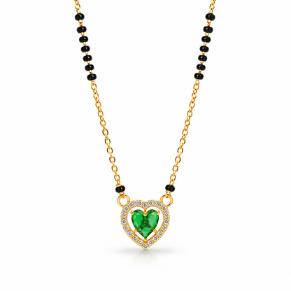 Green Heart Pendant Gold-Tone Mangalsutra