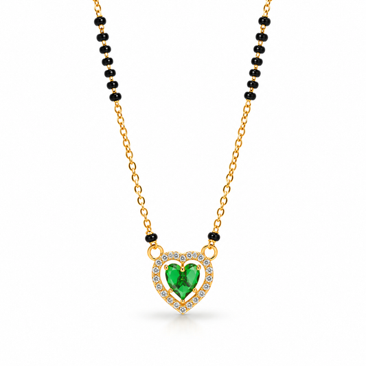 Green Heart Pendant Gold-Tone Mangalsutra