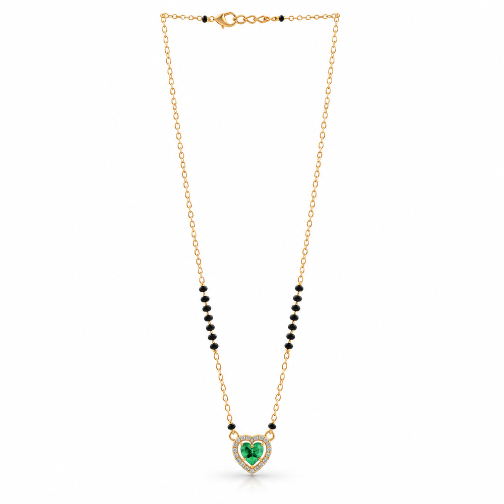 Green Heart Pendant Gold-Tone Mangalsutra