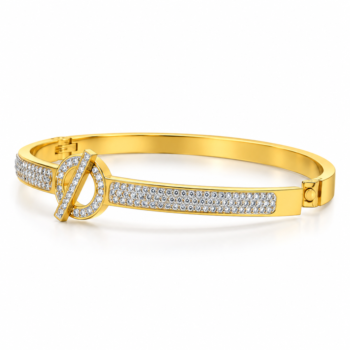 Gold-Tone Crystal Bracelet for Women | Elegant Stone Studded Bracelet | Elegant Gold Crystal Bracelet