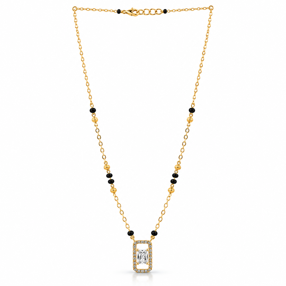 Elegant Gold-Tone Stone Pendant Mangalsutra for Women