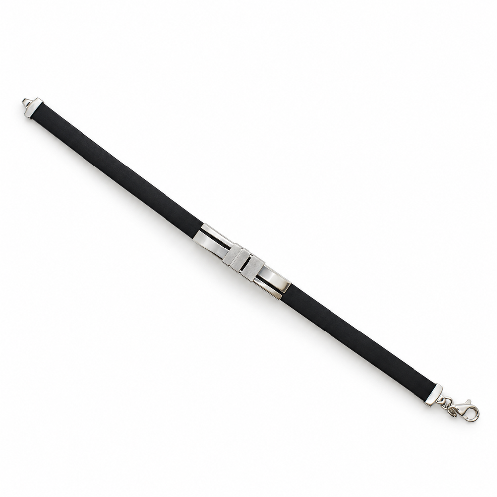 925 Sterling Silver Black Band Bracelet for Men | SiyaJewel