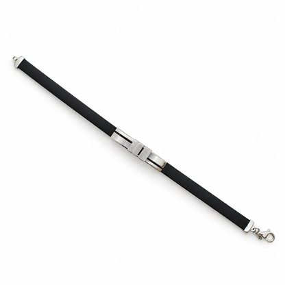 925 Sterling Silver Black Band Bracelet for Men | SiyaJewel