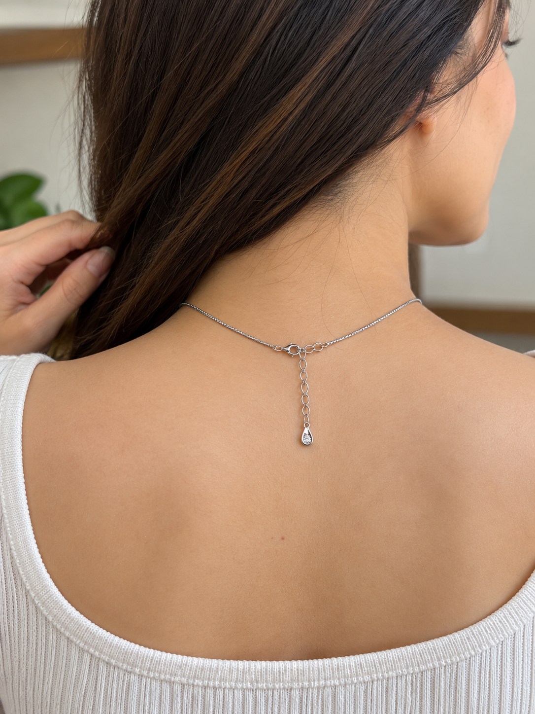 925 Sterling Silver Purple Heart Pendant Chain for Women
