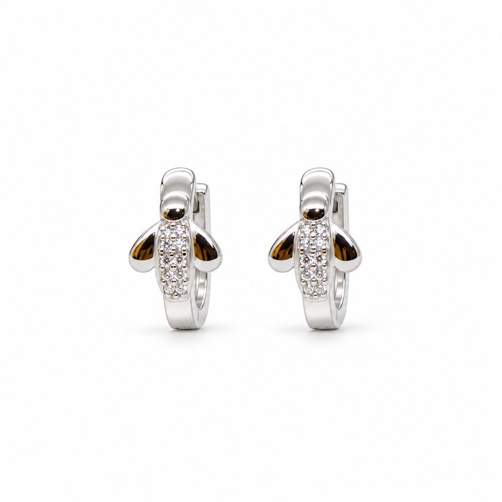 925 Sterling Silver Huggie Hoop Earrings with Sparkling Stone Detail