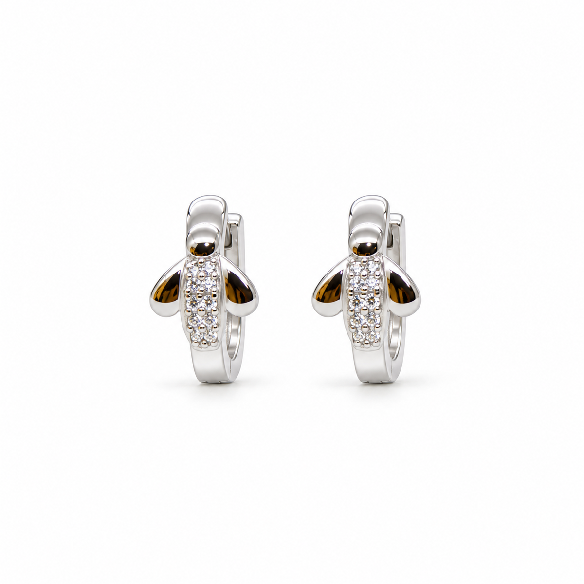 925 Sterling Silver Huggie Hoop Earrings with Sparkling Stone Detail