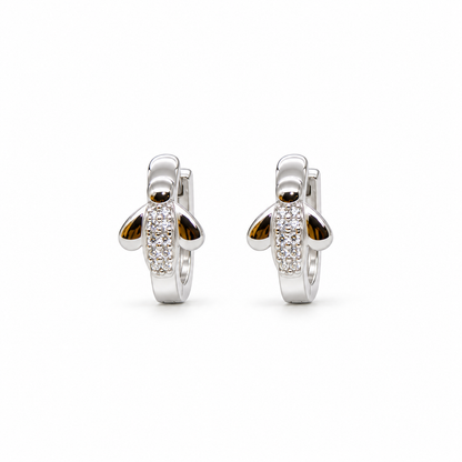 925 Sterling Silver Huggie Hoop Earrings with Sparkling Stone Detail