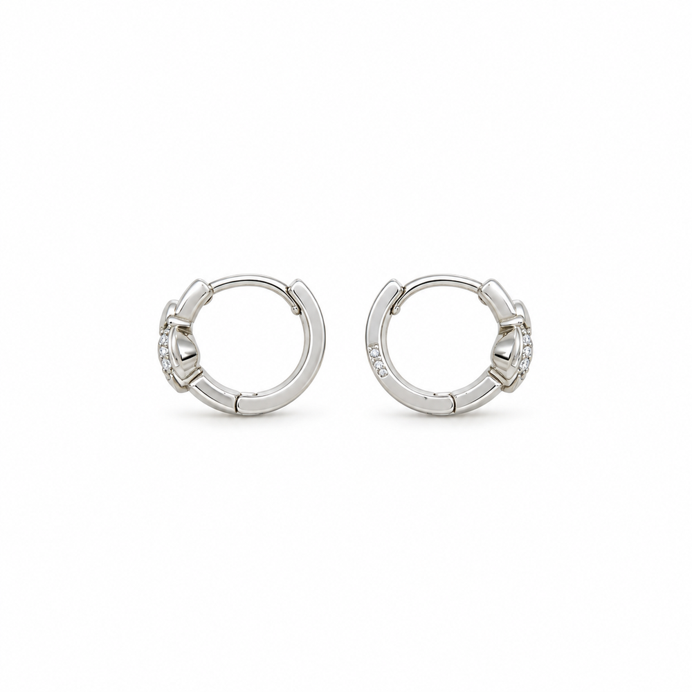 925 Sterling Silver Huggie Hoop Earrings with Sparkling Stone Detail
