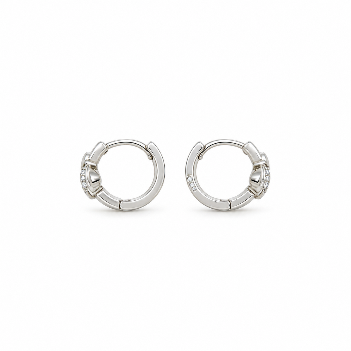 925 Sterling Silver Huggie Hoop Earrings with Sparkling Stone Detail