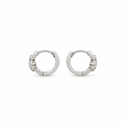 925 Sterling Silver Huggie Hoop Earrings with Sparkling Stone Detail