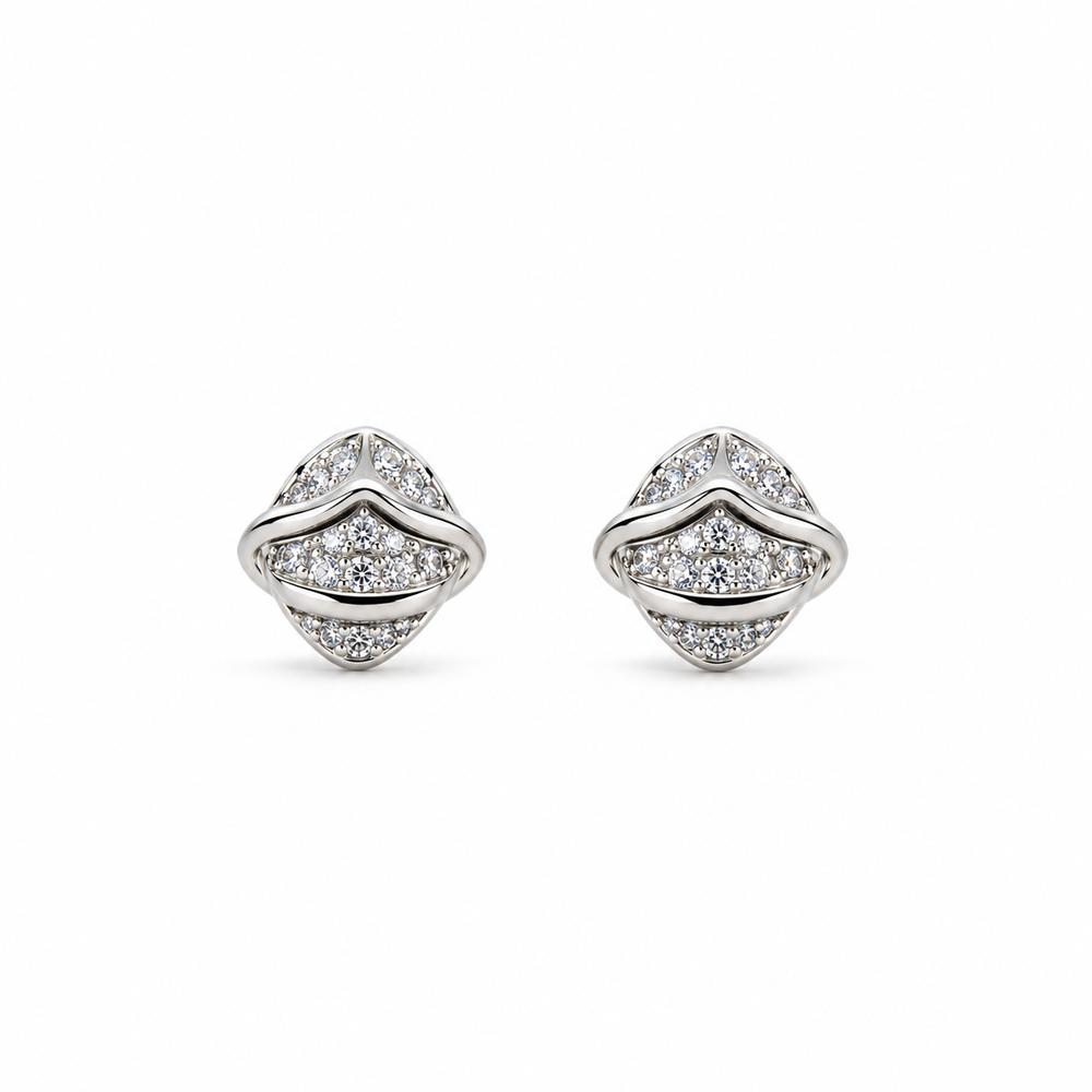 925 Sterling Silver Lip-Shaped Crystal Stud Earrings for Women