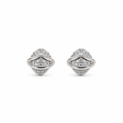 925 Sterling Silver Lip-Shaped Crystal Stud Earrings for Women
