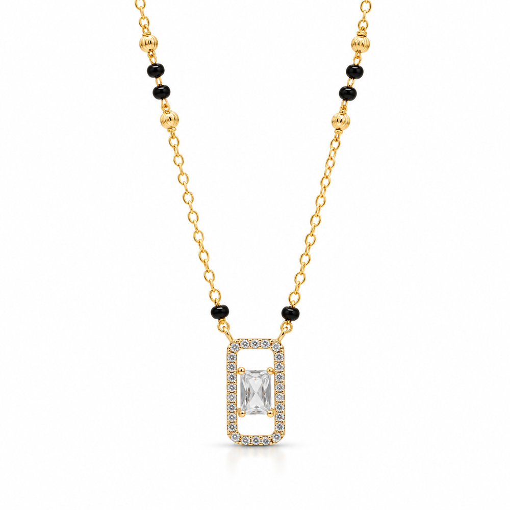 Elegant Gold-Tone Stone Pendant Mangalsutra for Women