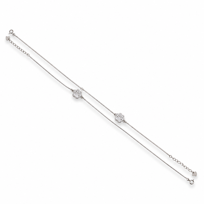 925 Sterling Silver Paw Print Anklet Pair for Women