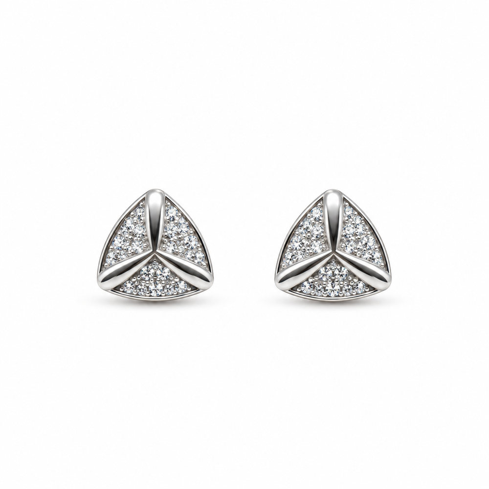 925 Sterling Silver Triangular Crystal Stud Earrings for Women