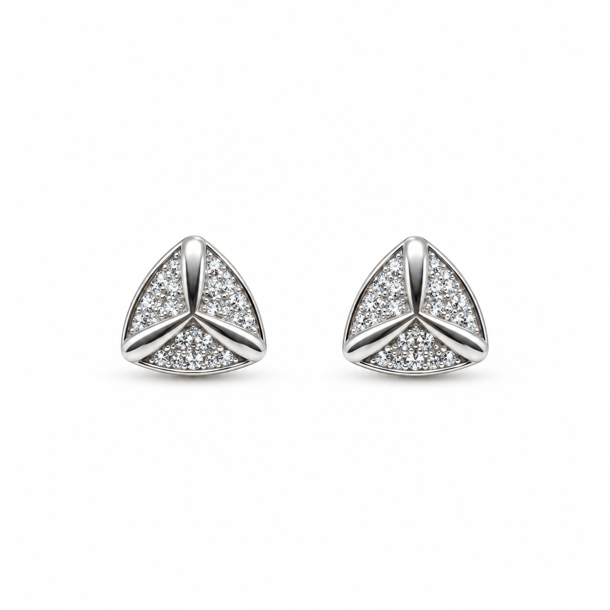 925 Sterling Silver Triangular Crystal Stud Earrings for Women