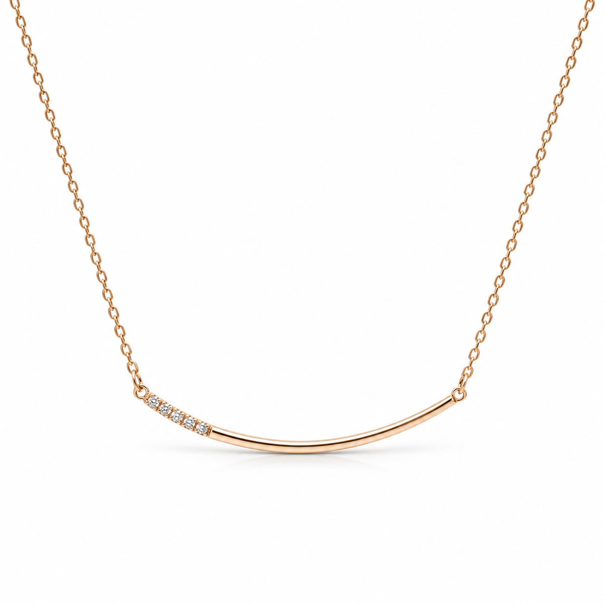 925 Sterling Silver Rose Gold Polished Bar Chain for Women
