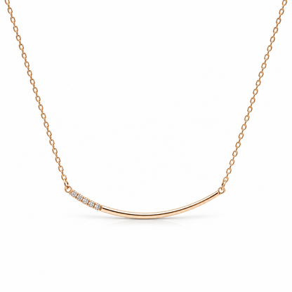 925 Sterling Silver Rose Gold Polished Bar Chain for Women