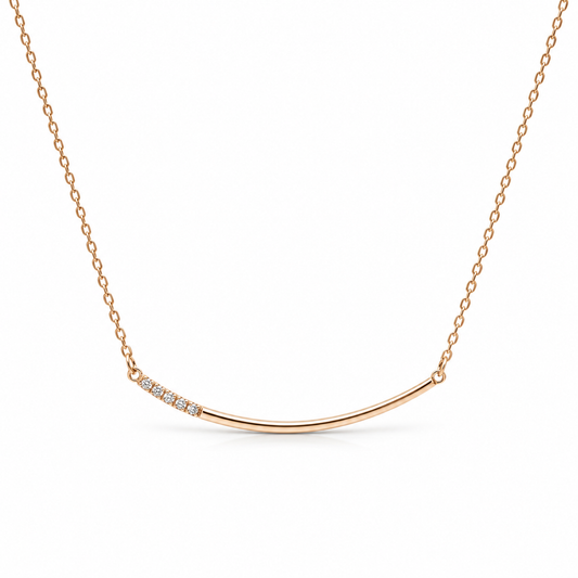 925 Sterling Silver Rose Gold Polished Bar Chain for Women