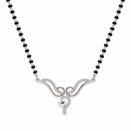 925 Sterling Silver Short Mangalsutra with Heart Pendant